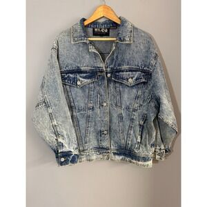 Vintage ELCO Jean Jacket Men's Medium Blue Denim Button Up Casual Retro 80s